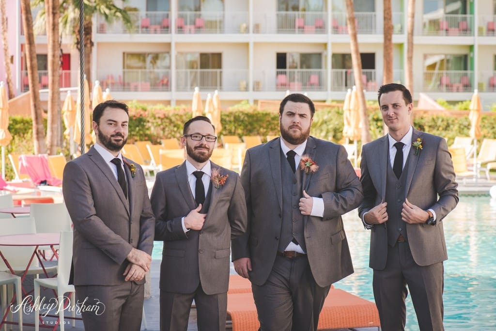 colorful wedding, colorful bridal party, palm springs wedding