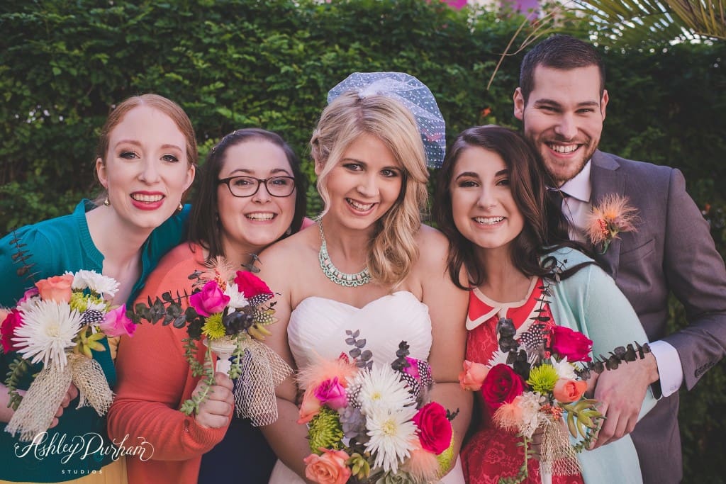 colorful wedding, colorful bridal party, palm springs wedding