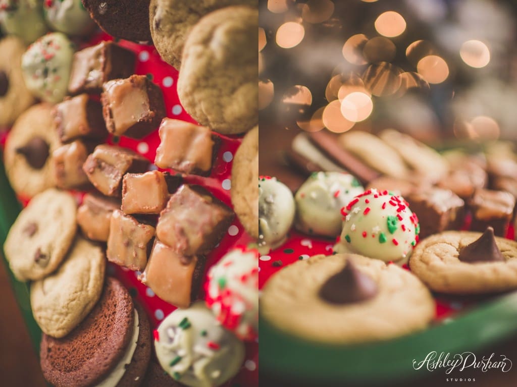 christmas cookies, oreo truffles, peanut butter blossoms