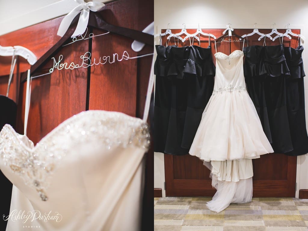 The Dresser Bridal Couture, Palm Springs Wedding Photographer, Coto de Caza Wedding Photographer, La Quinta Wedding Photographer, custom bridal hanger, black vera wang bridesmaids dresses