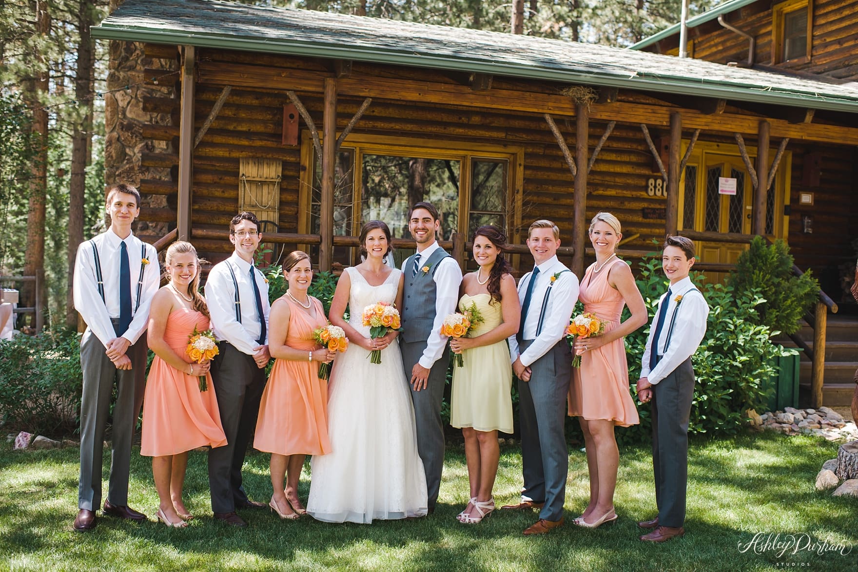 Inn at Fawnskin Wedding, Fawnksin Wedding, Big Bear Lake Wedding, peach and lemon wedding colors