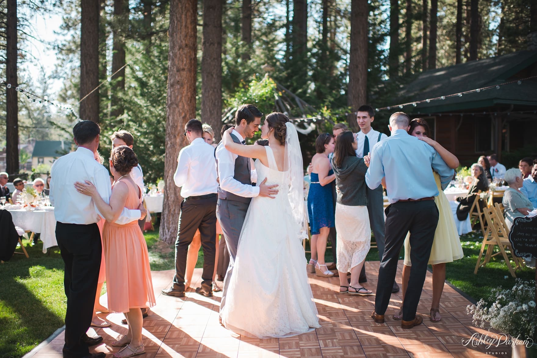 line dancing at wedding, Wedding at Big Bear Lake, Inn at Fawnksin Wedding