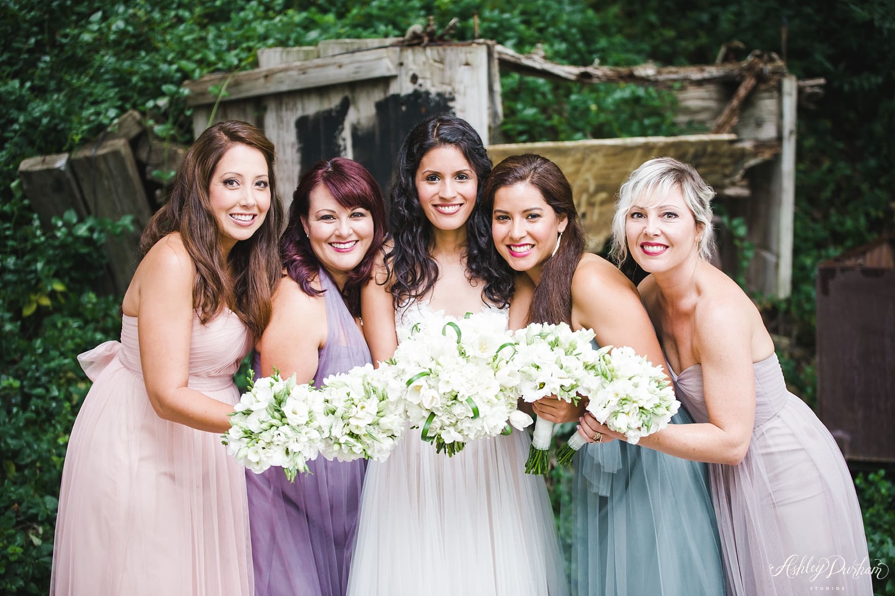 Green mountain ranch weddings, multicolored bridesmaid dresses, tulle wedding dress, tulle bridesmaid dresses