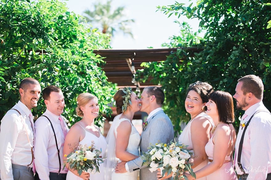 pink wedding party, suspenders for groomsmen, bohemian bridal party, sparrows lodge wedding