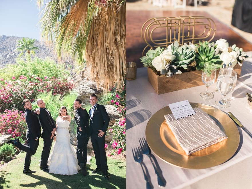 o'donnell house palm springs, palm springs weddings, odonnell house weddings, bride with groomsmen