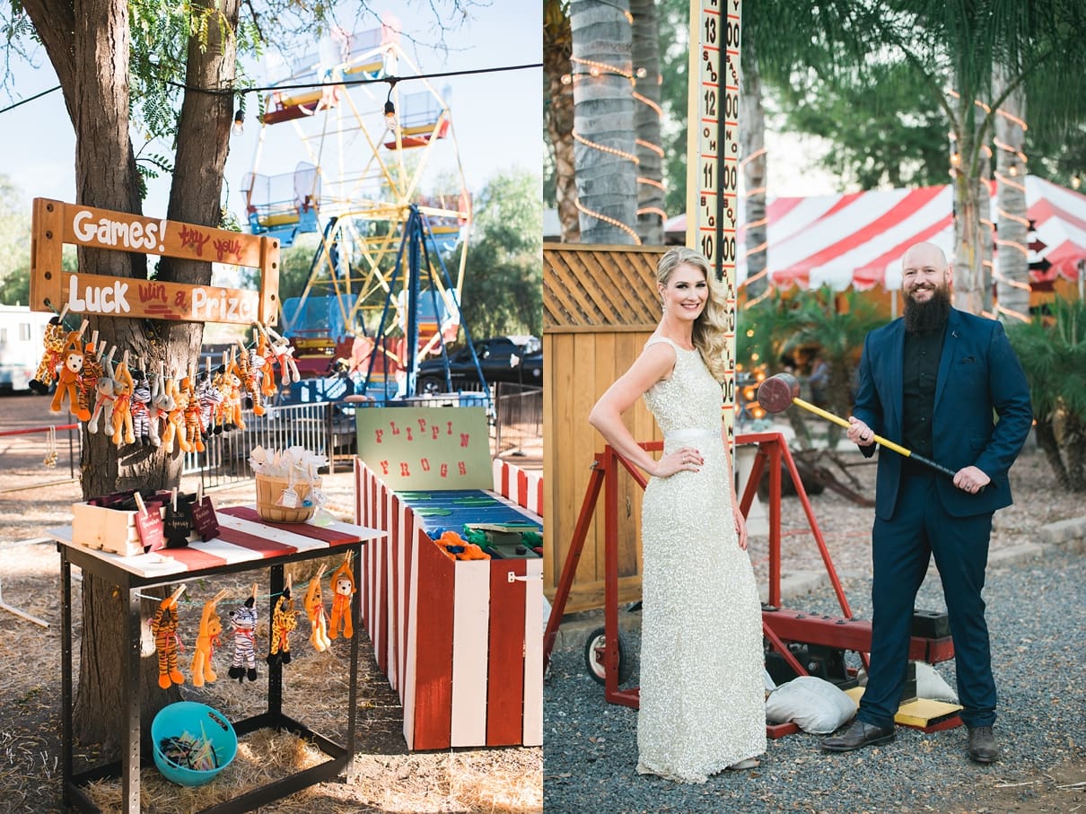 backyard vintage carnival wedding, DIY circus games
