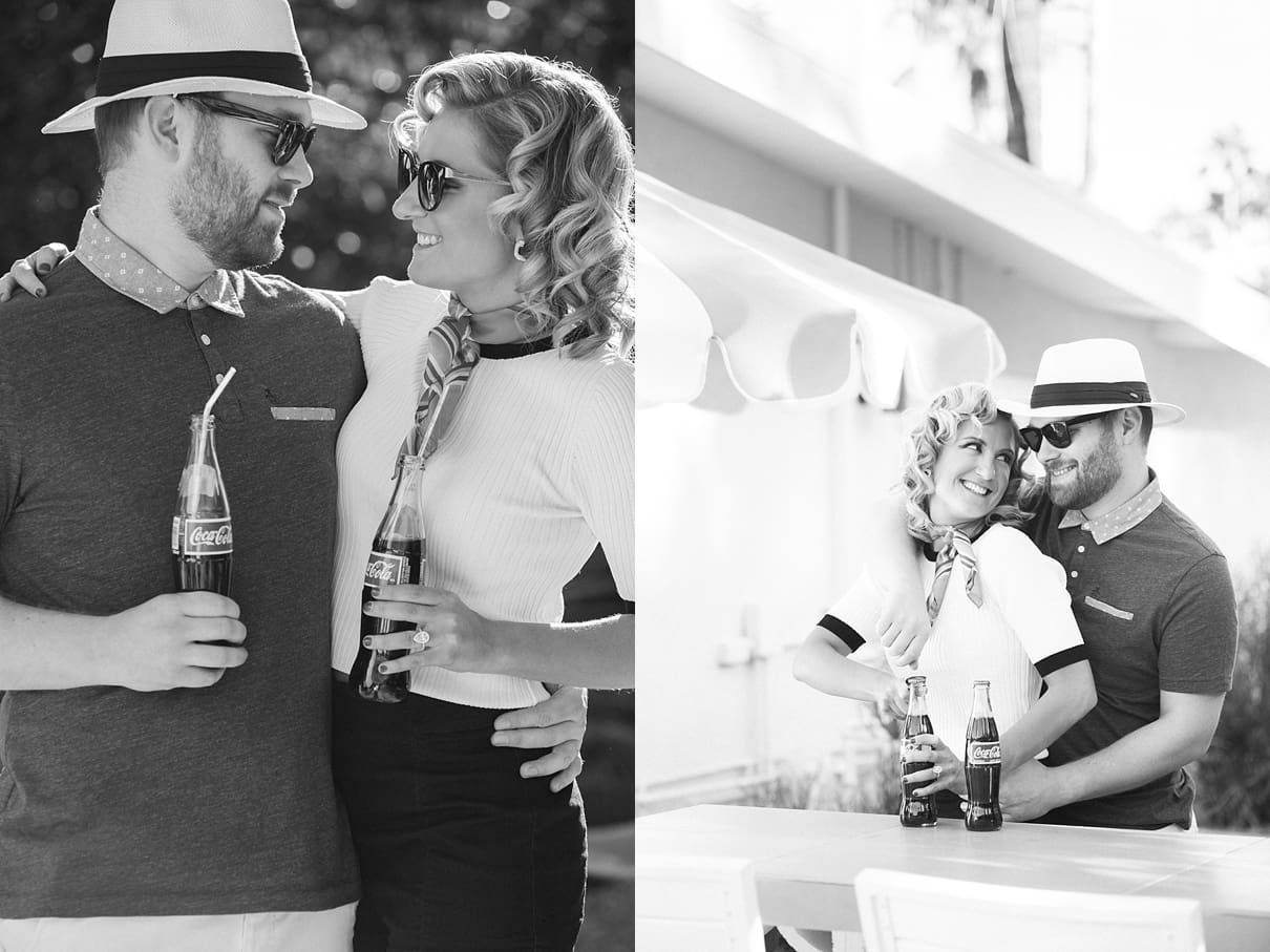 palm springs wedding photographer, vintage palm springs couples session, vintage engagement session, palm springs engagement session, styled engagement session, super fun engagement session ideas