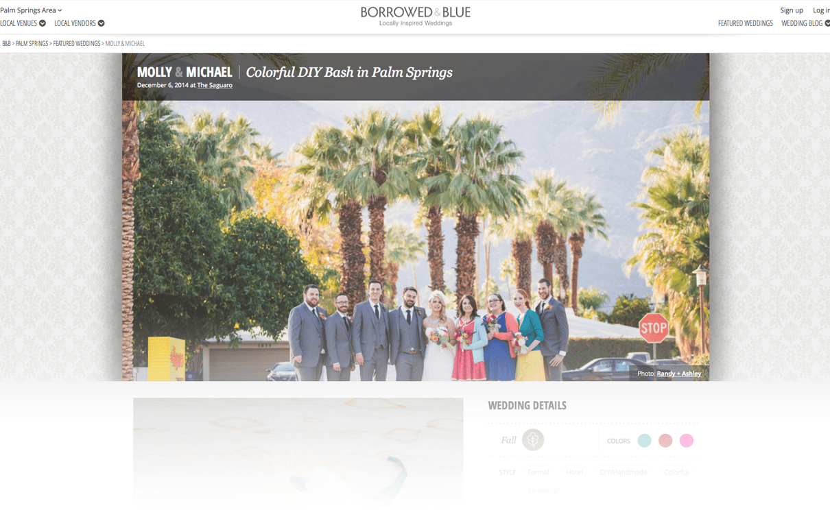 featured on borrowed and blue, colorful DIY wedding, palm springs wedding, saguaro palm springs wedding