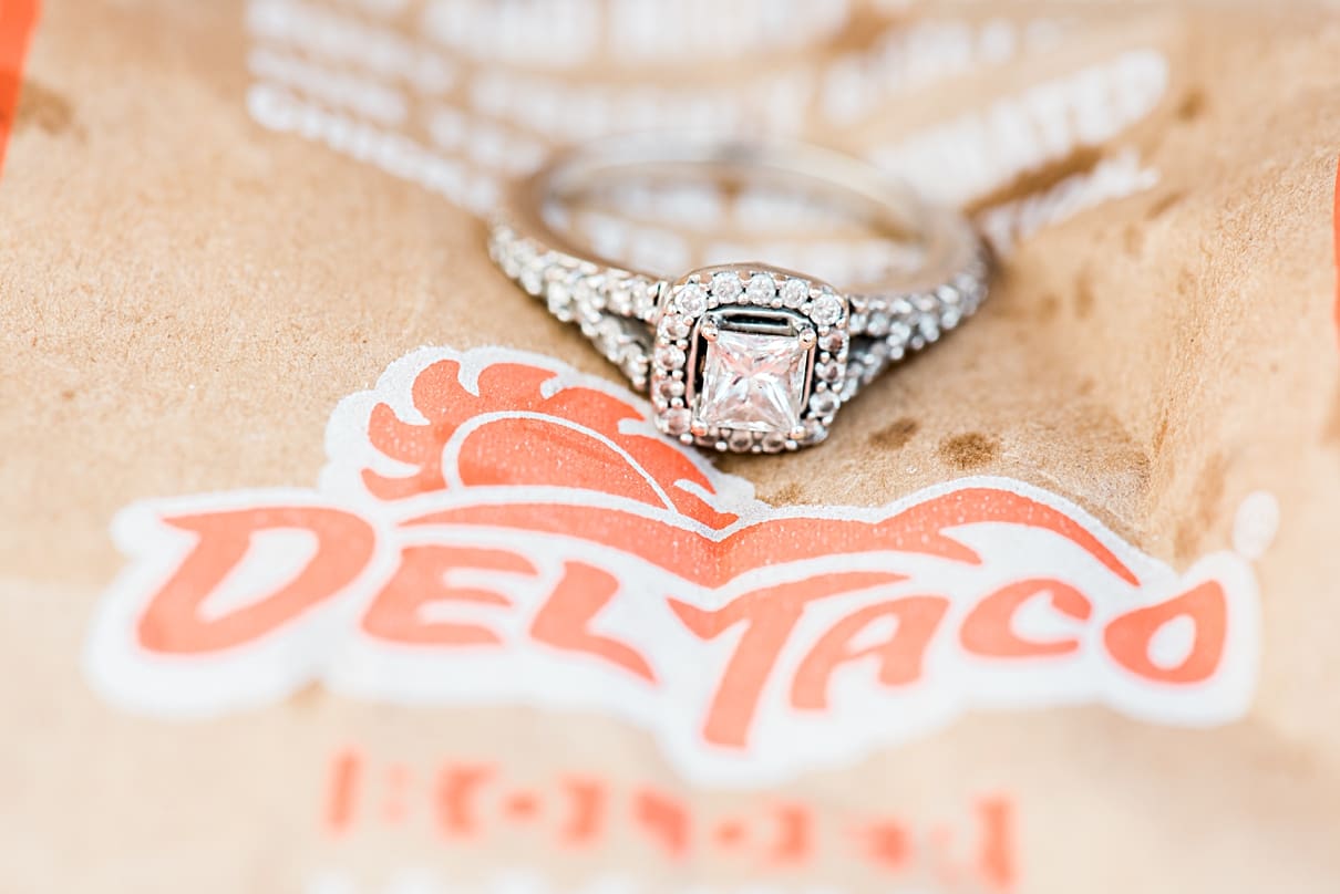 del taco engagement ring, engagement ring and fast food
