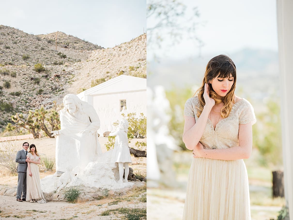 Christ Park Yucca Valley, Yucca Valley engagement session, Randy and Ashley, indie engagement sessions, vintage engagement sessions in the desert, rock chapel yucca valley