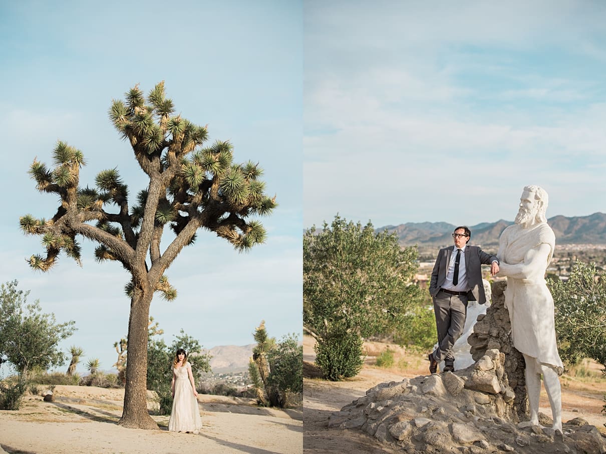 Christ Park Yucca Valley, Yucca Valley engagement session, Randy and Ashley, indie engagement sessions, vintage engagement sessions in the desert, rock chapel yucca valley
