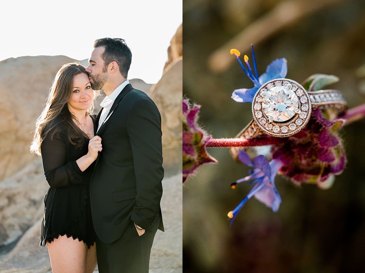 engagement ring with purple wildflower, good engagement photos