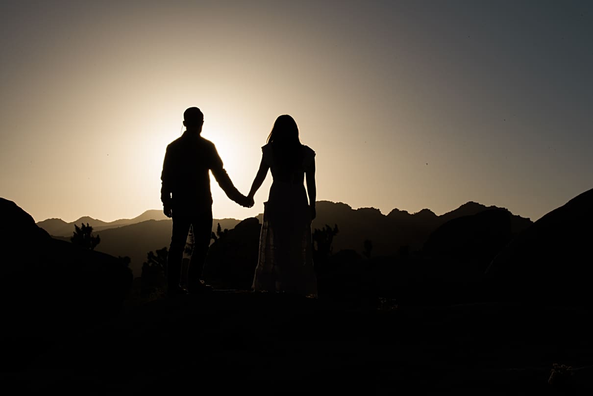 sunset couples silhouette