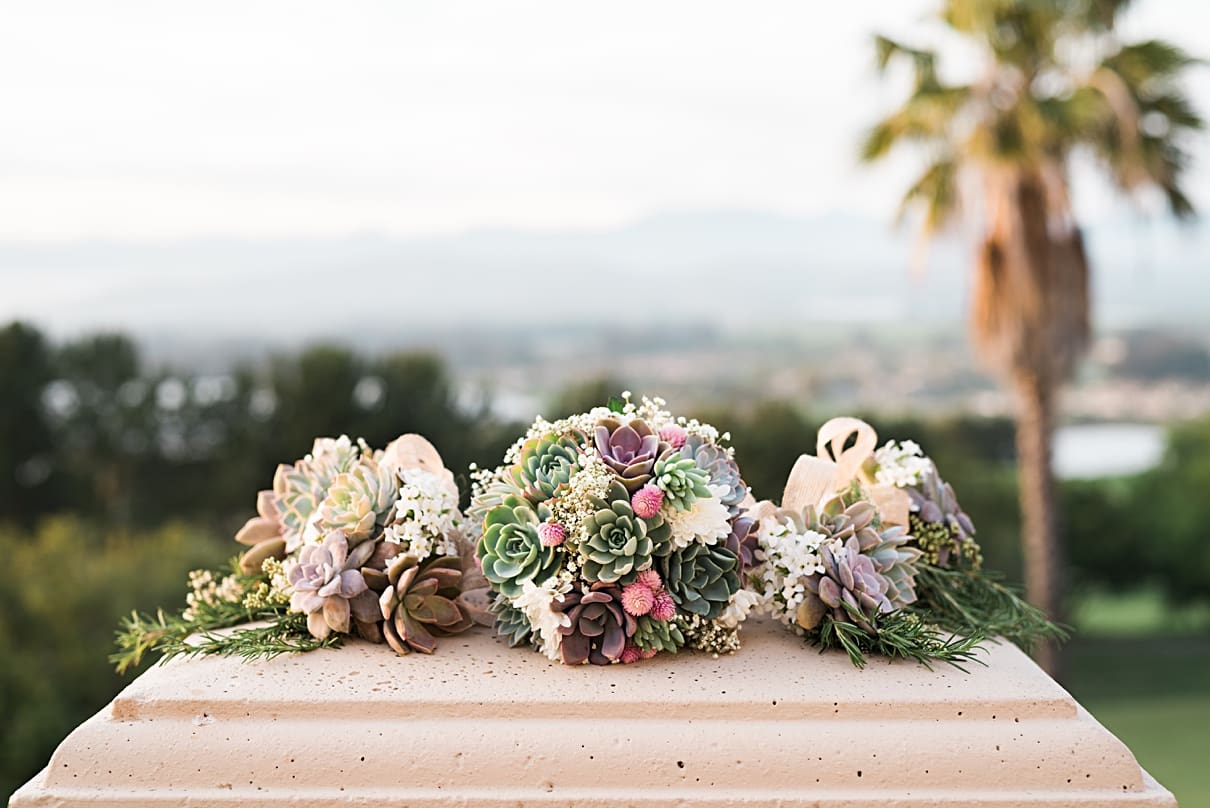 pink green rustic succulent babys breath bouquets for weddings