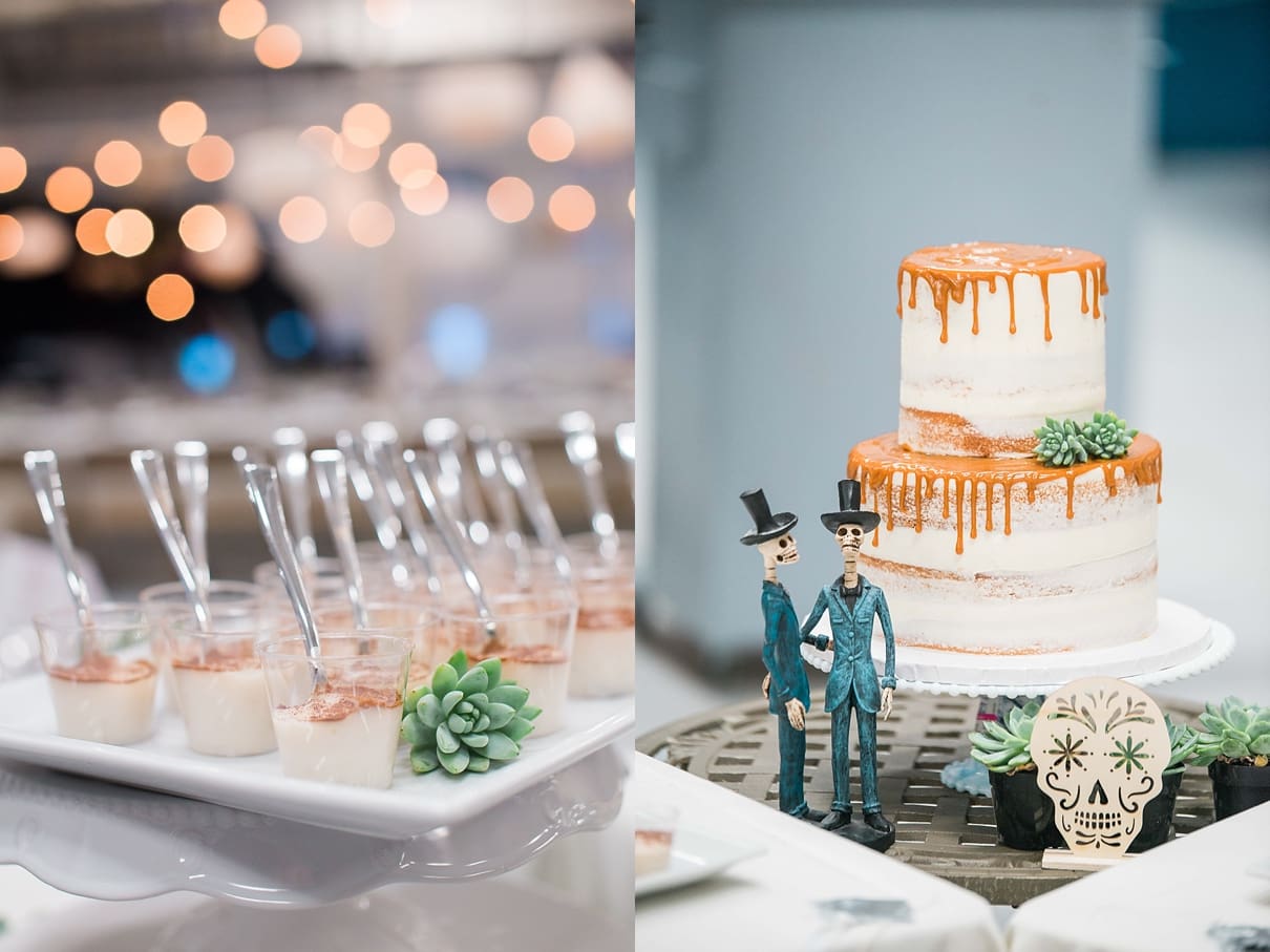 DIY dessert table, dulce de leche naked wedding cake, roman blas cakes