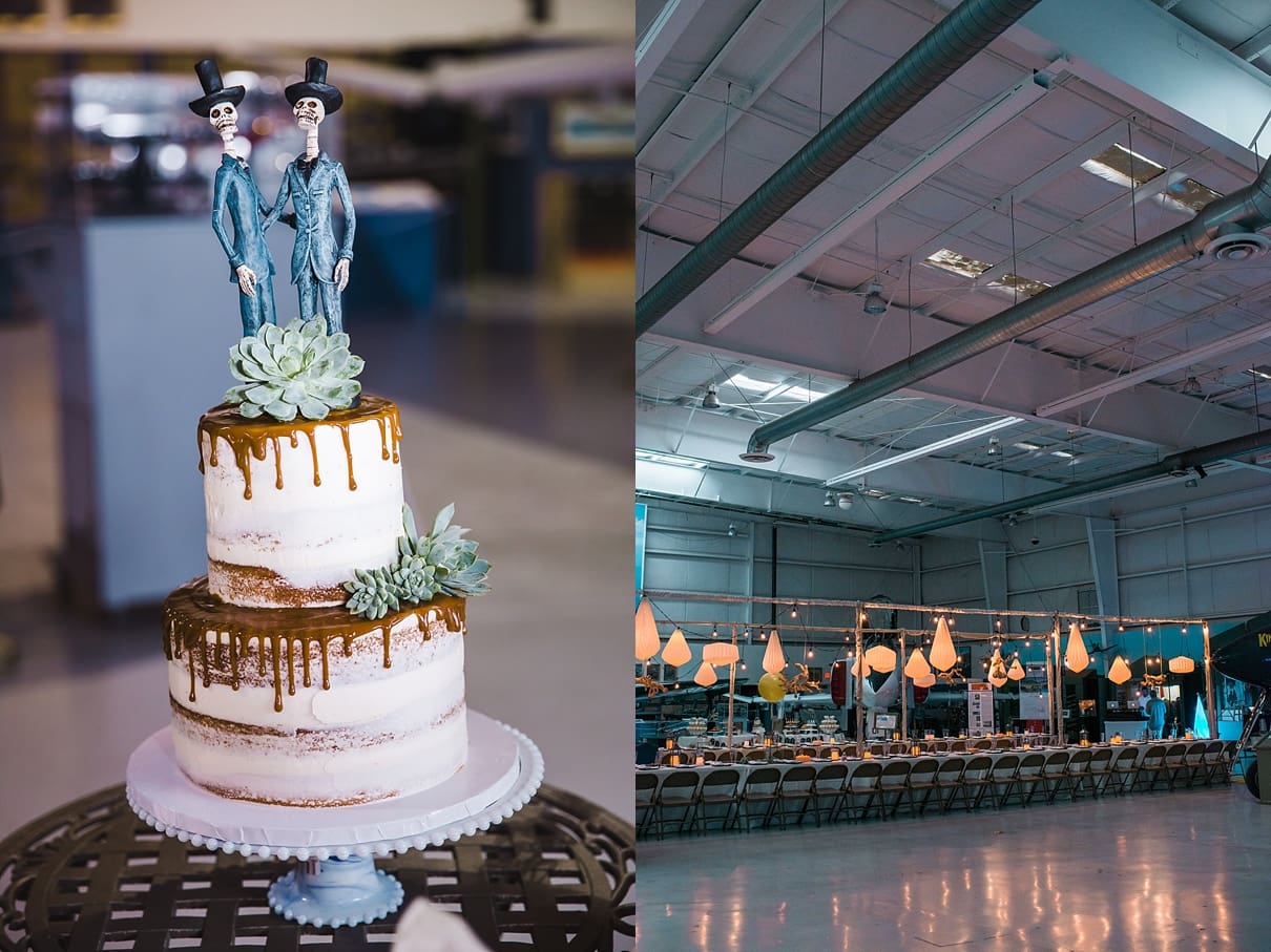 over the rainbow bakery, dulce de leche naked cake, palm springs air museum wedding