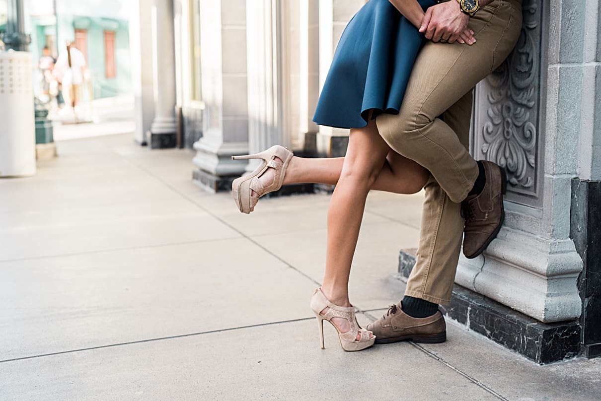 bedazzled heels, alternative engagement session poses