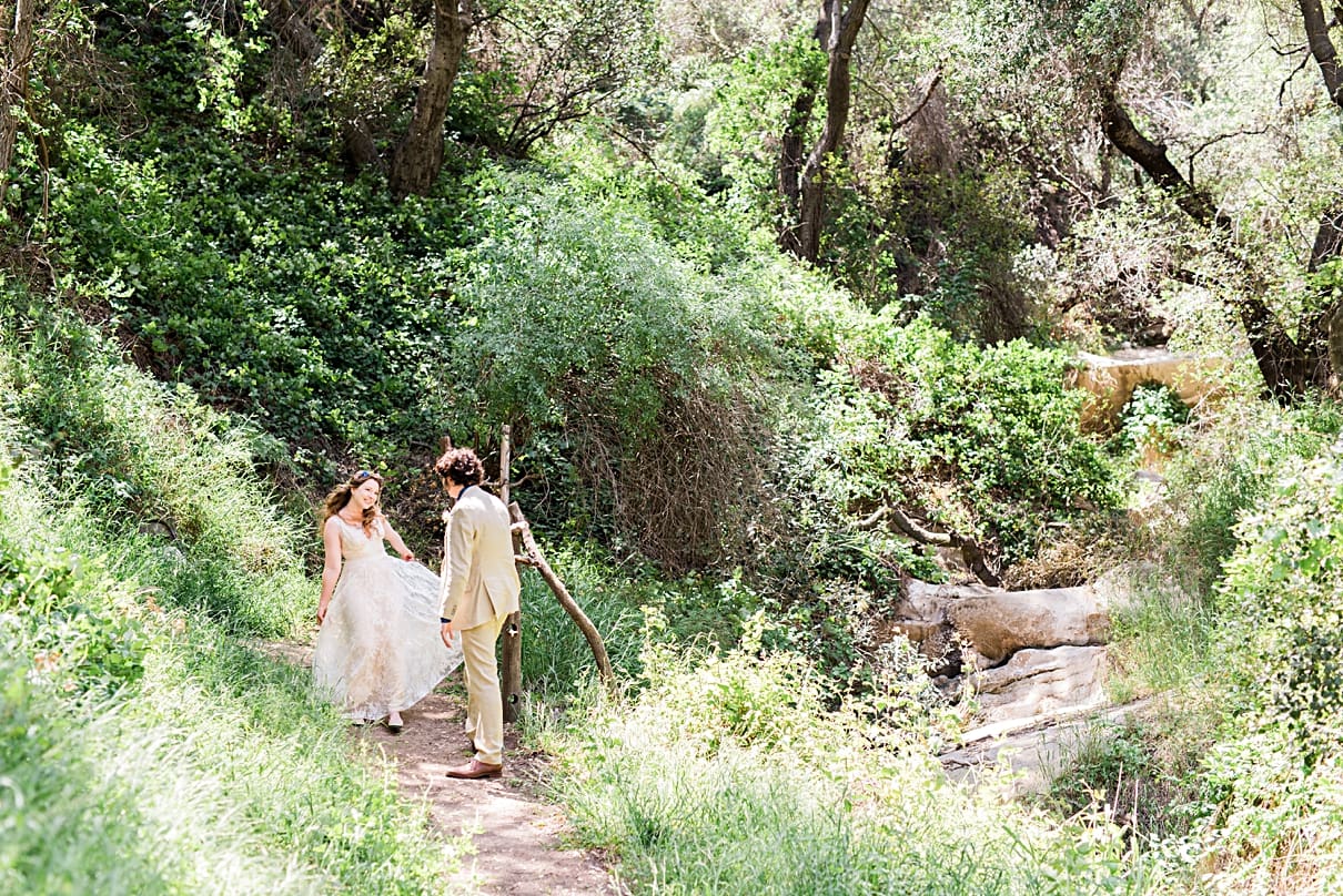 first look wedding outside topanga canyon
