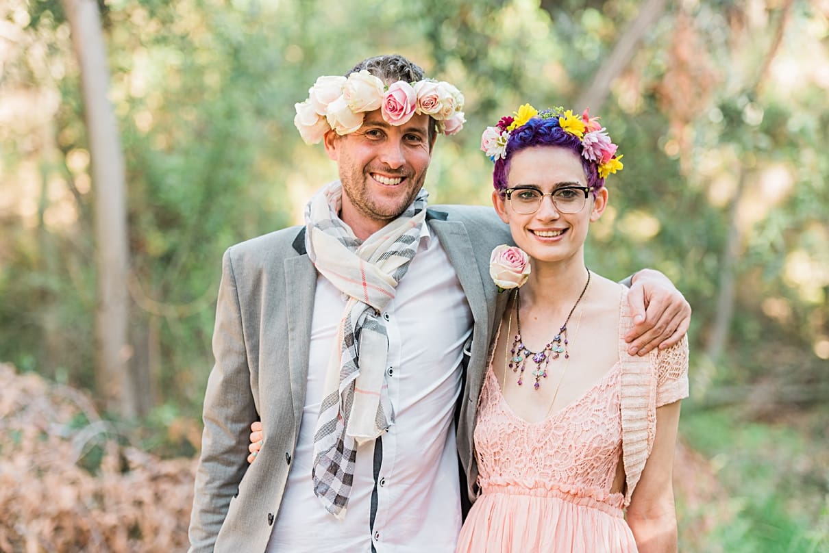 floral crowns on wedding guests