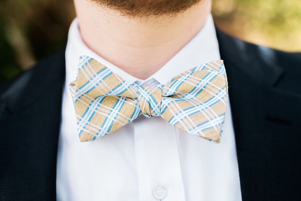 yellow and blue plaid bow tie