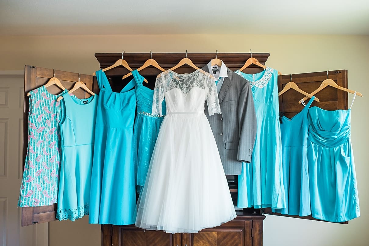 mix and match blue bridesmaids dresses