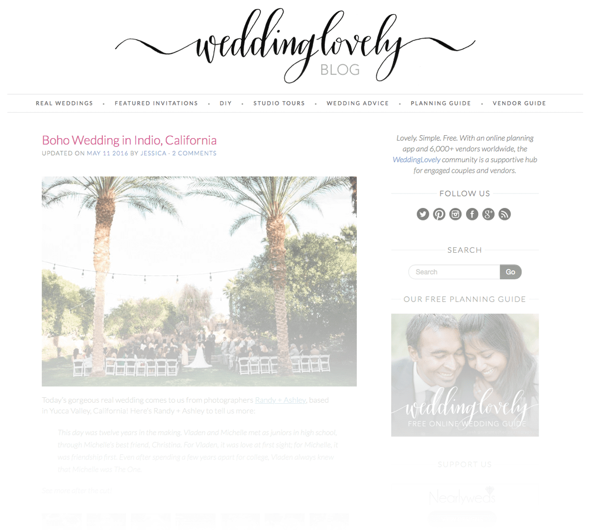 Indio Boho Wedding featured on Wedding Lovely Blog