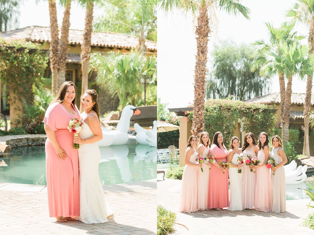 mismatched pink bridal party