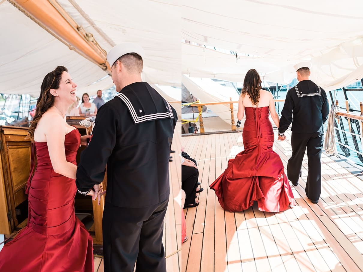 red wedding gown, san diego bride, san diego navy wedding, navy groom, boat wedding, nautical wedding