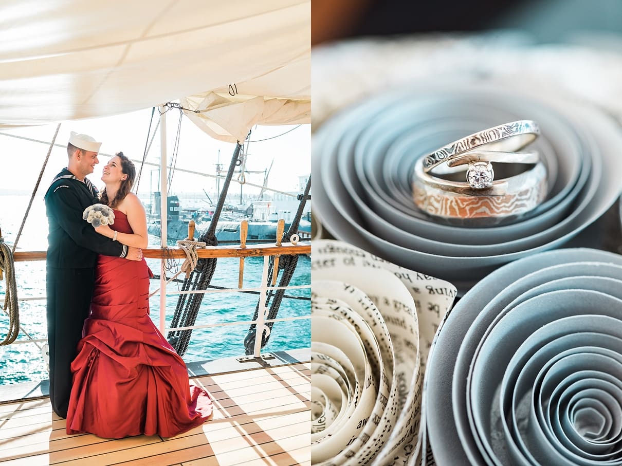 red wedding gown, san diego bride, san diego navy wedding, navy groom, boat wedding, nautical wedding