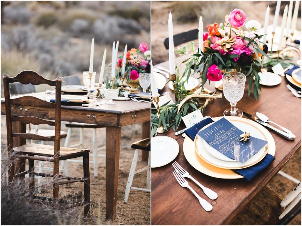 romantic table set in the desert