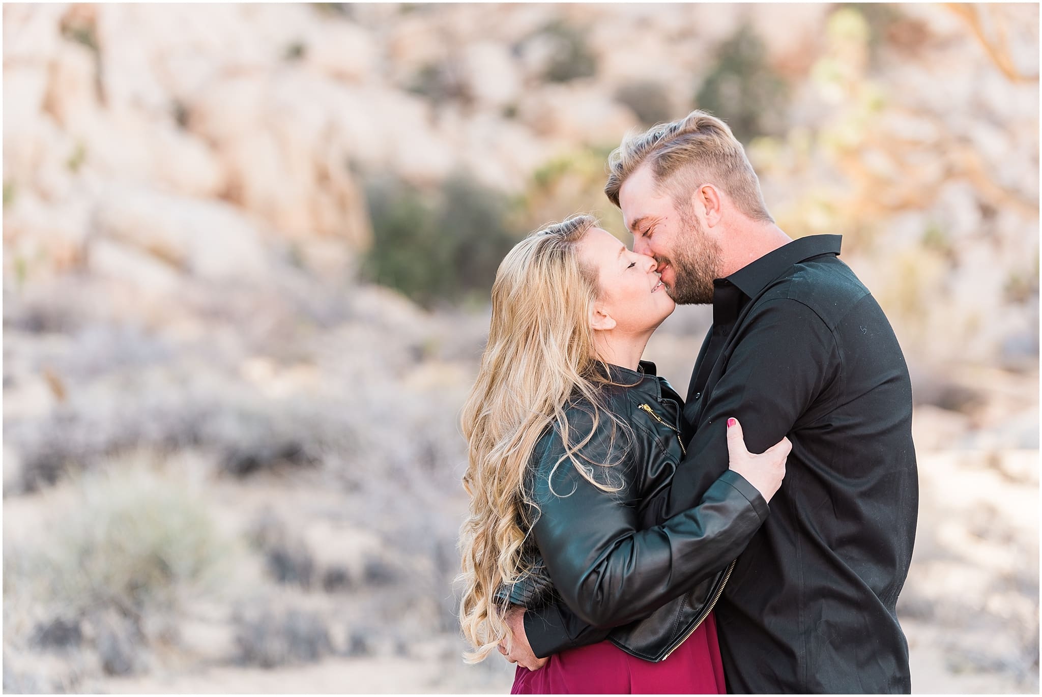romantic almost kiss engagement session photo