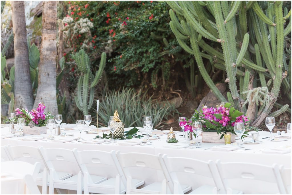 cactus and pineapple wedding decor