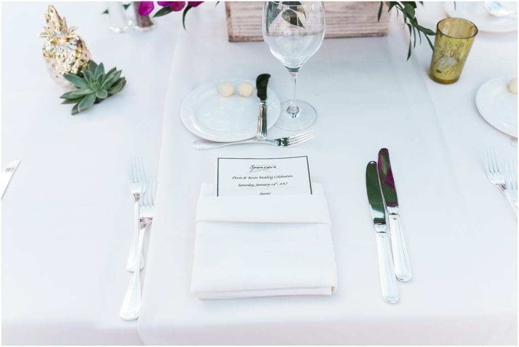 simple place settings at reception