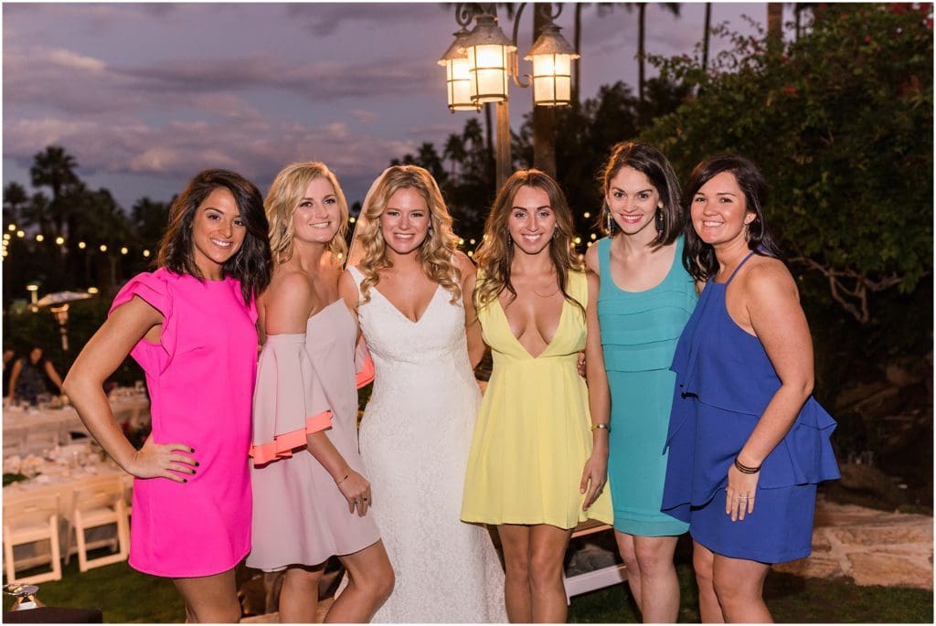 bride with best friends at reception