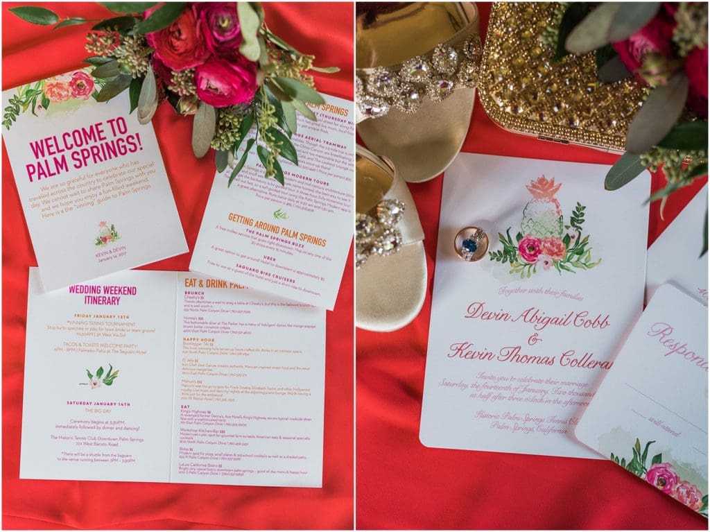 tropical themed palm springs wedding invitations