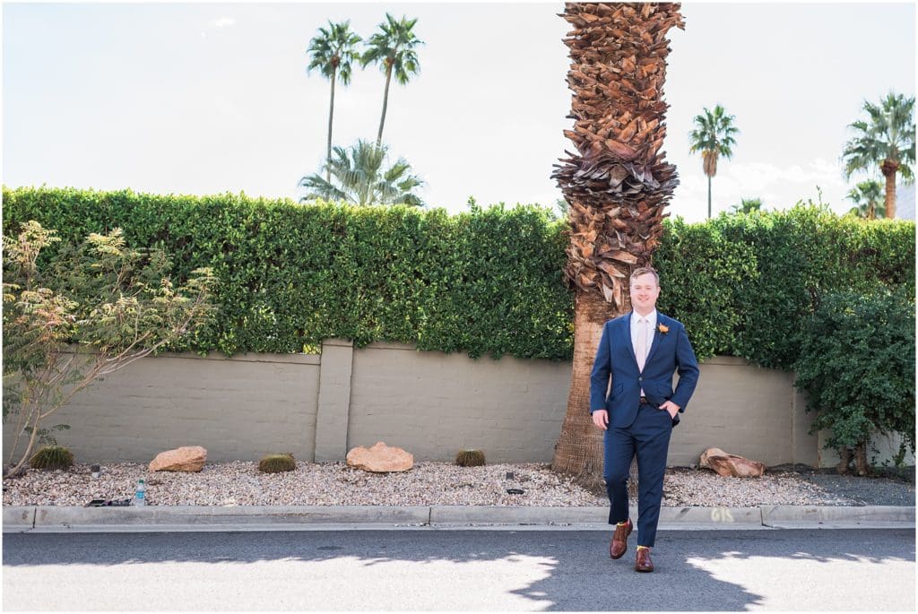 groom in the streets of palm springs