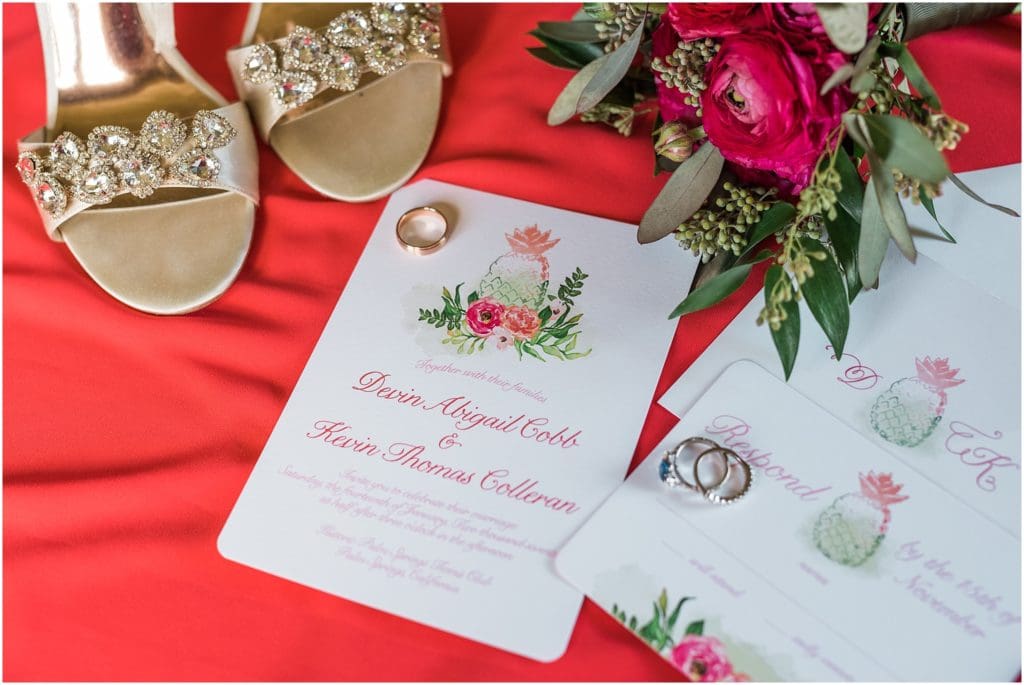 hot pink tropical wedding invitations