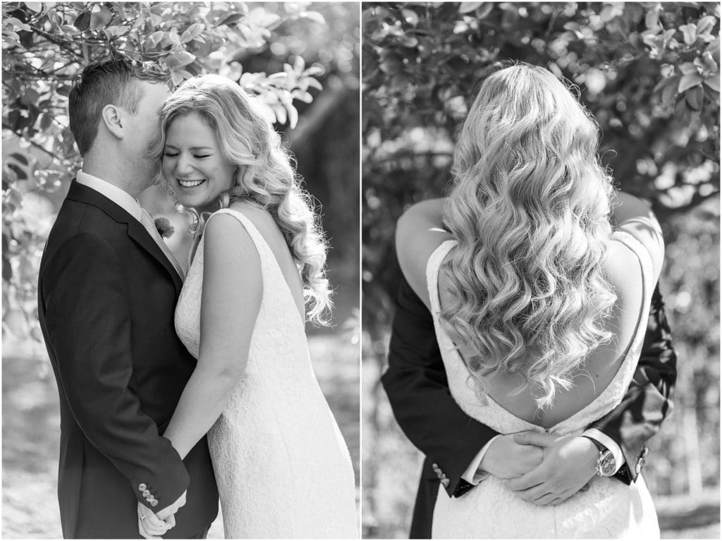 black and white bride giggling with groom