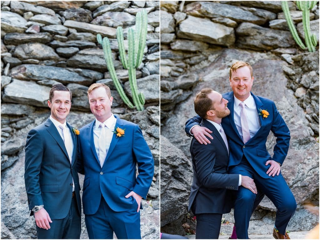 groom being silly with groomsmen