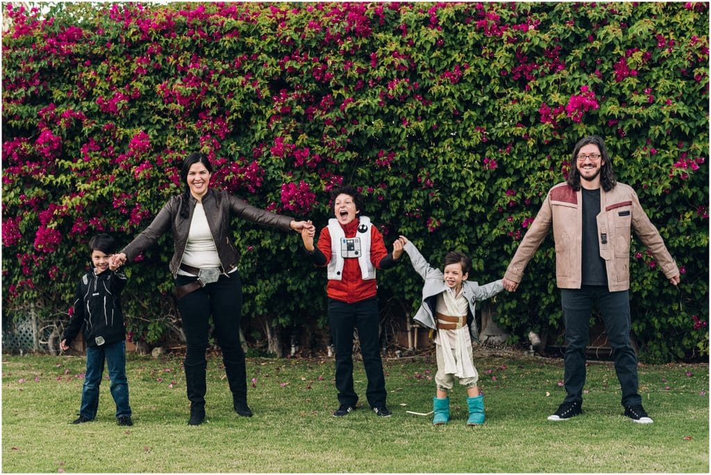 family playing red rover