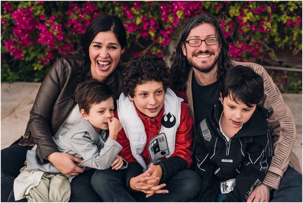 family of five laughing