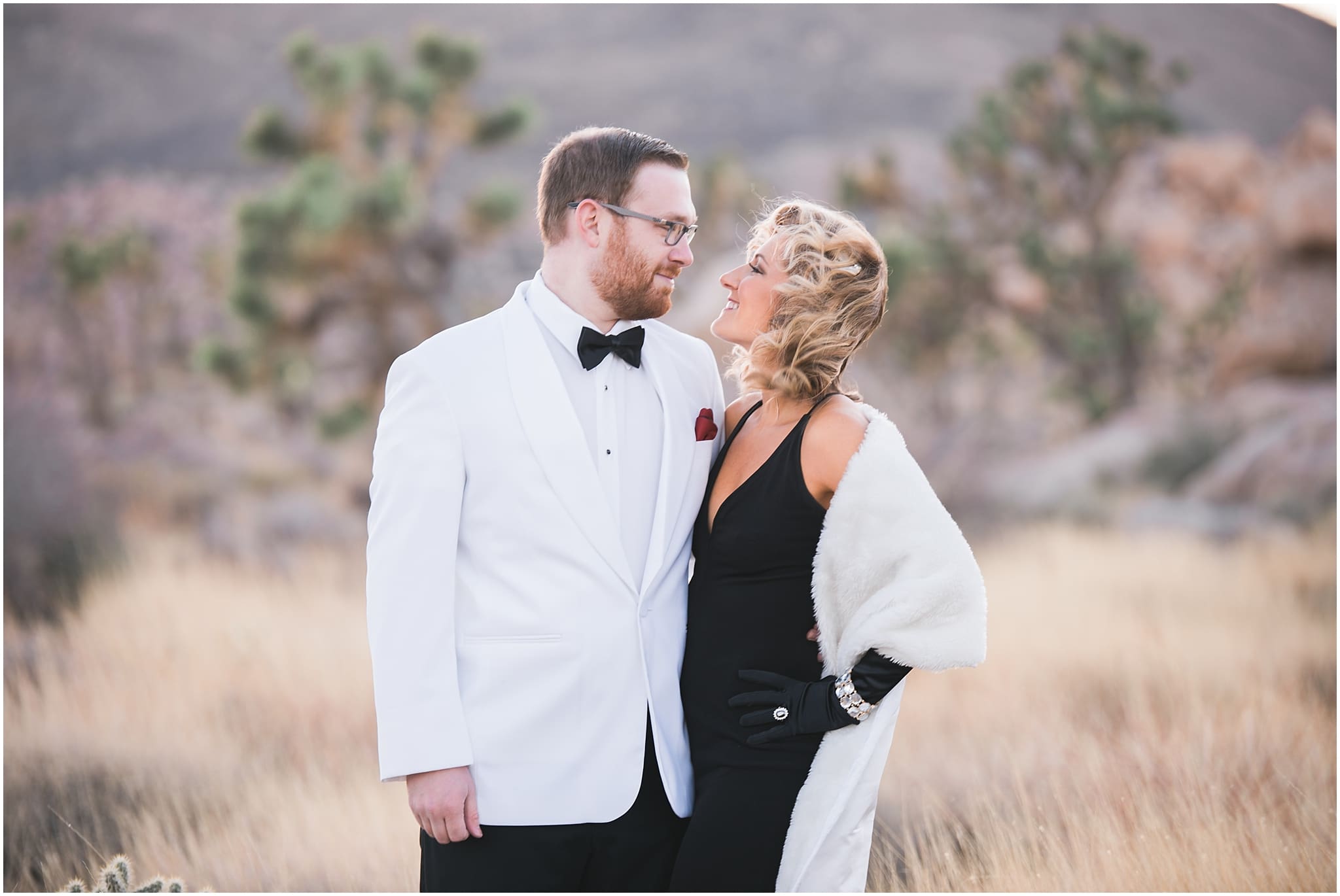 vintage glam engagement session in joshua tree featured on nearlyweds