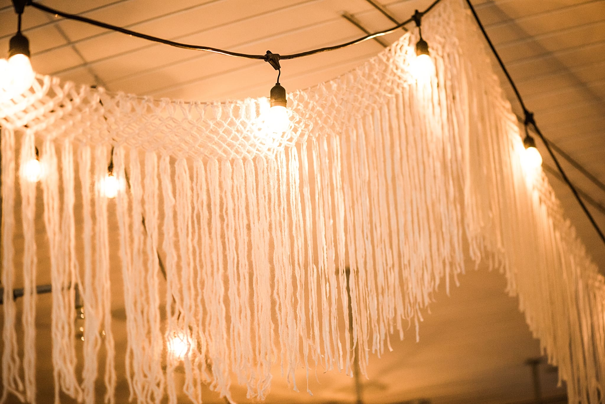 industrial lights and macrame details