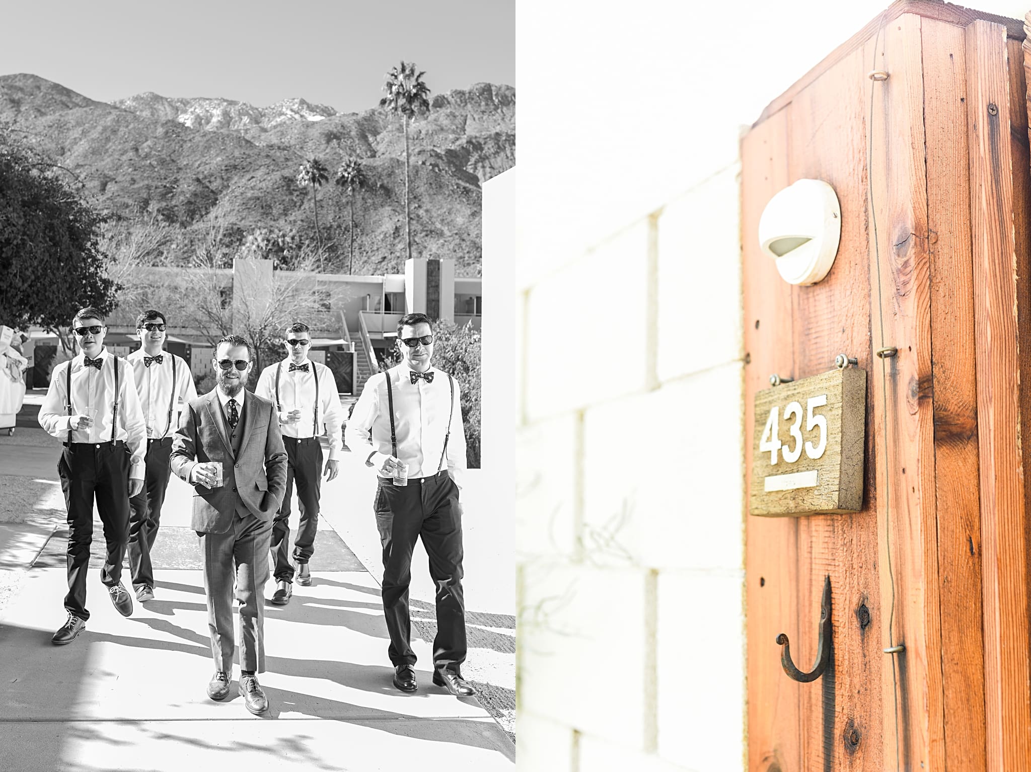 groom with groomsmen at the Ace Hotel in Palm Springs