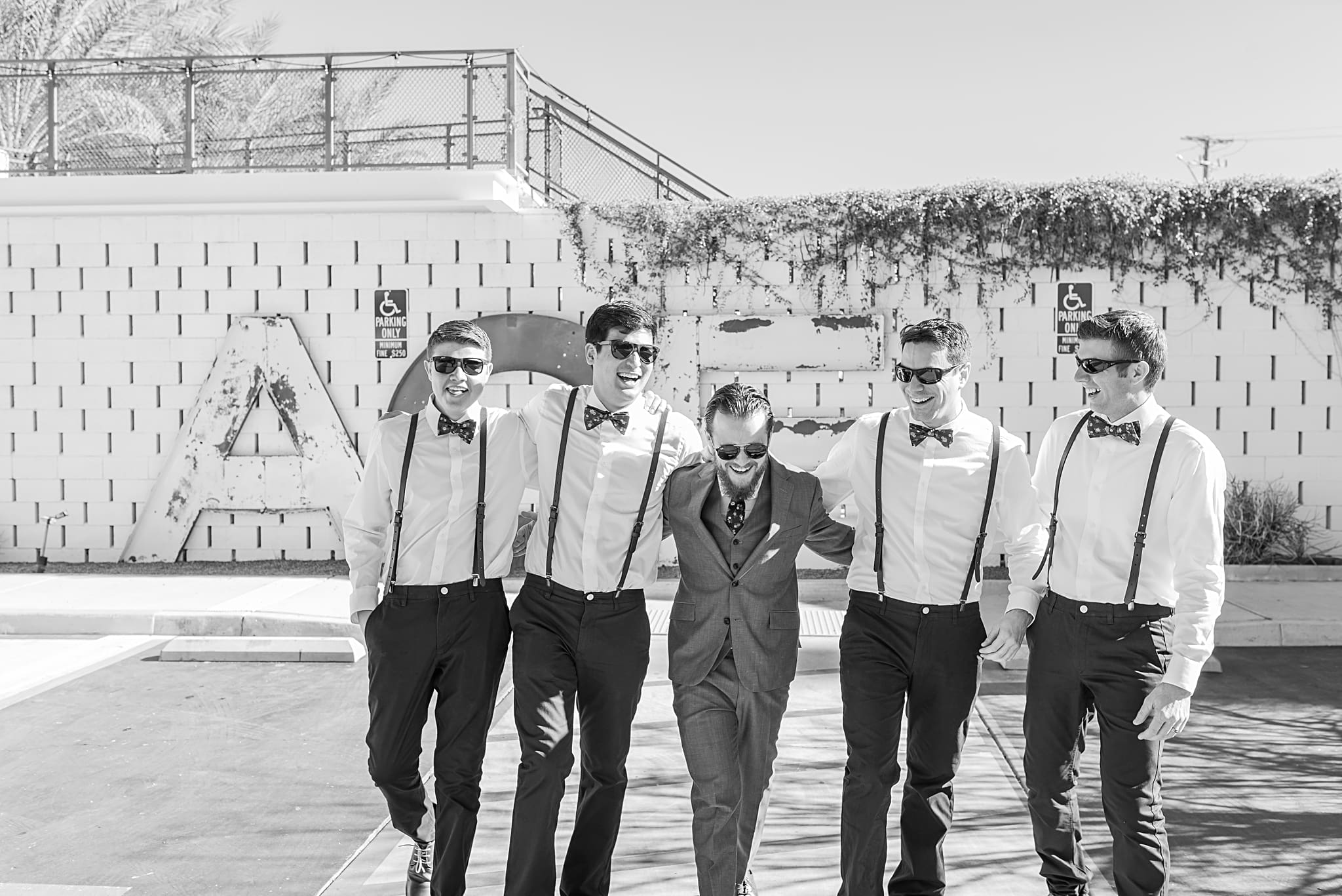 grooms party in sunglasses