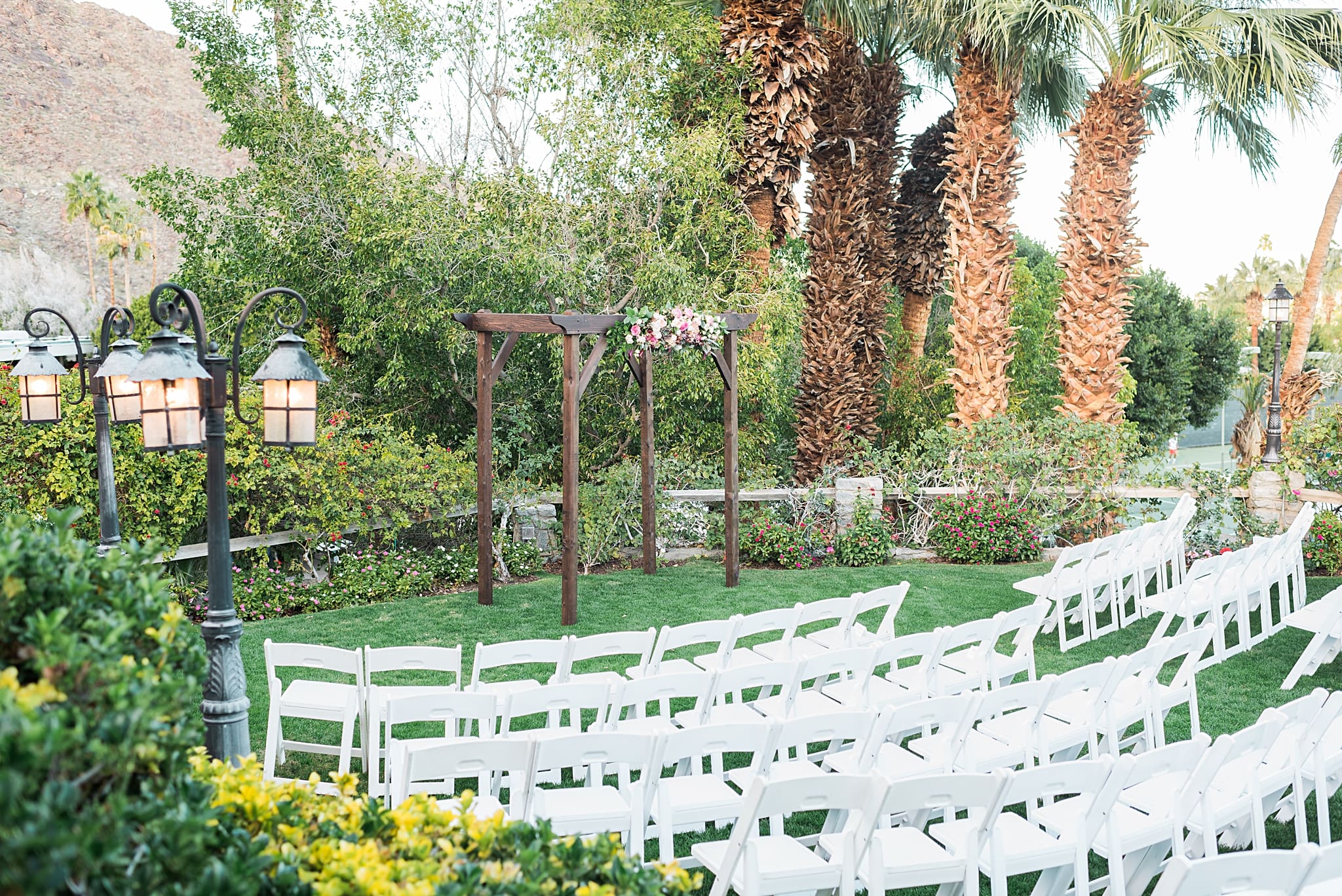 outdoor ceremony site at spencers restaurant in palm springs