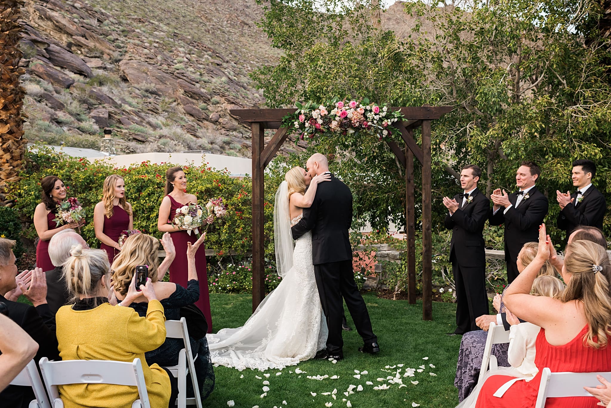 outdoor ceremony at upper lawn at spencer's restaurant in palm springs