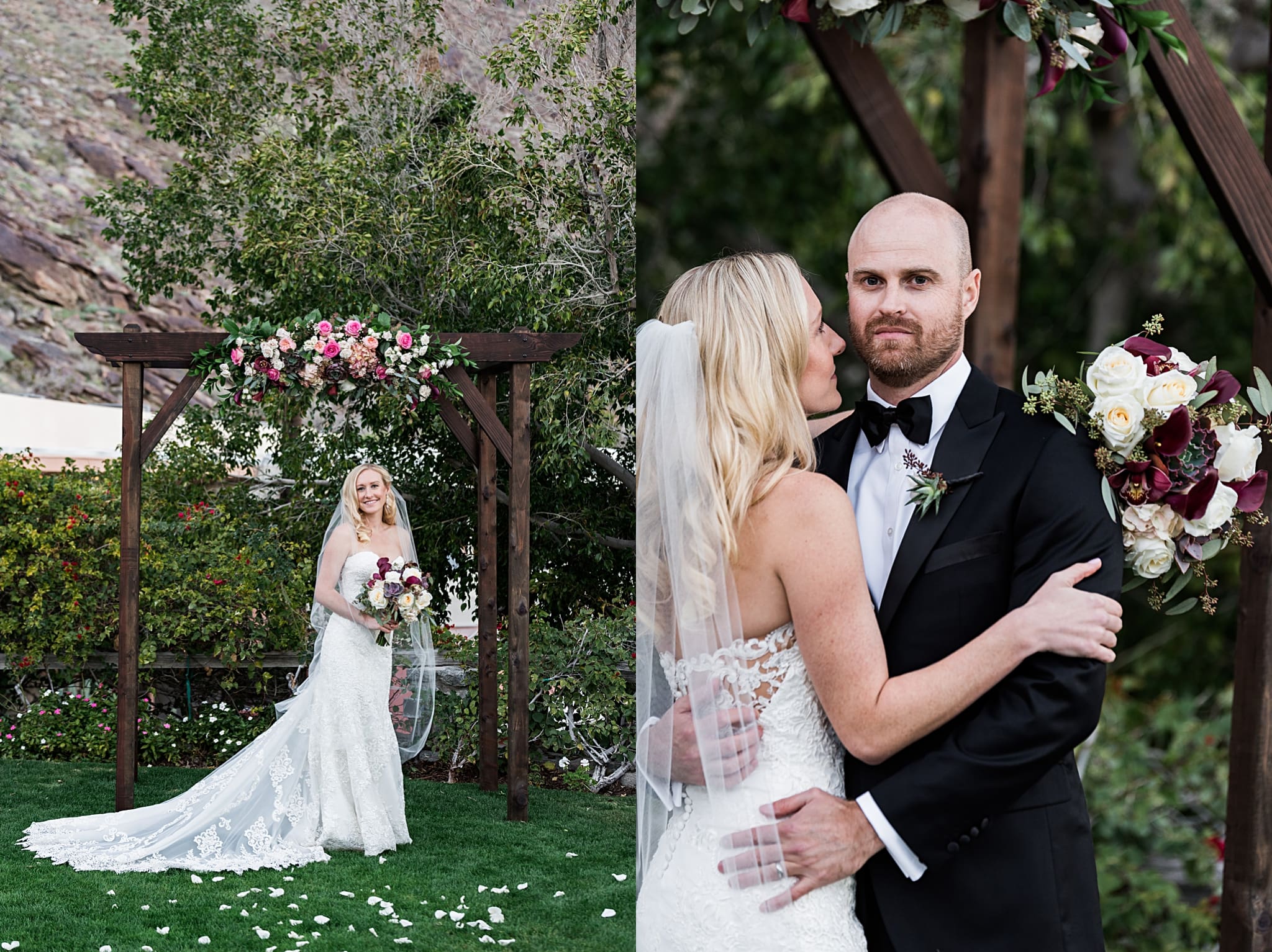 bride and groom portraits at spenders palm springs
