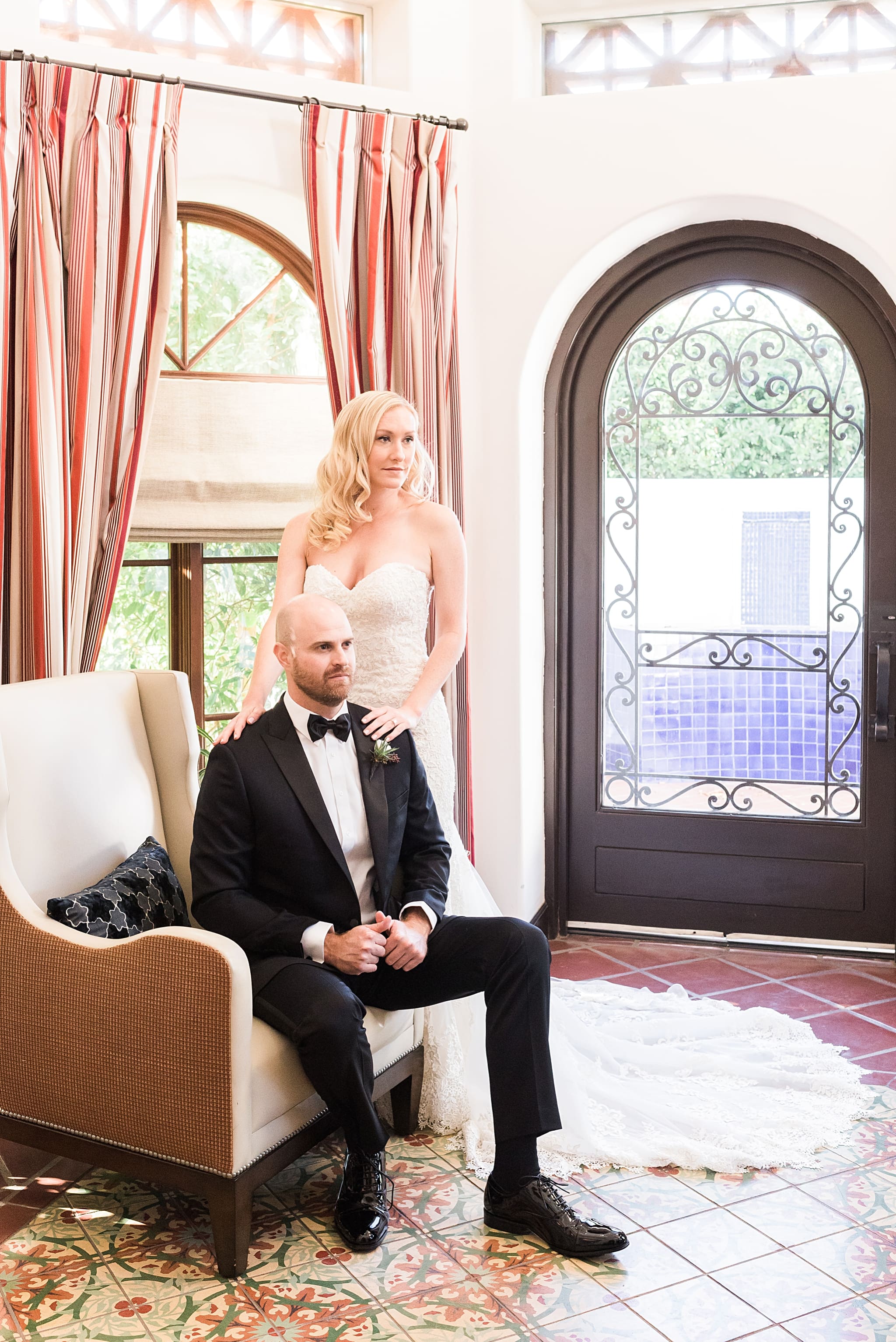 bride and groom portrait at the triada palm springs