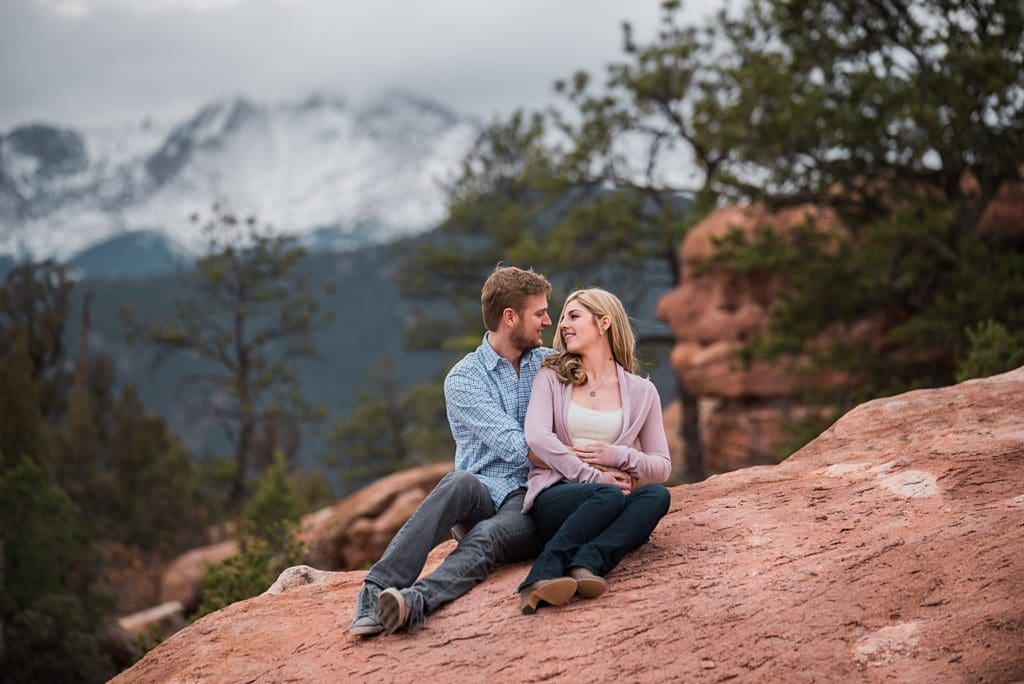 couple sitting together at garden of the gods